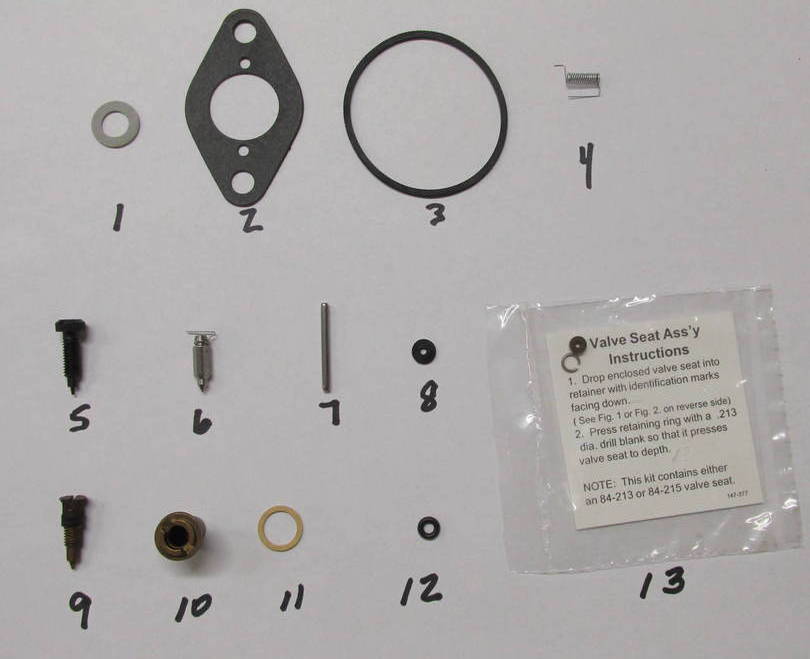 The rebuild kit contents (except #9 and #10)