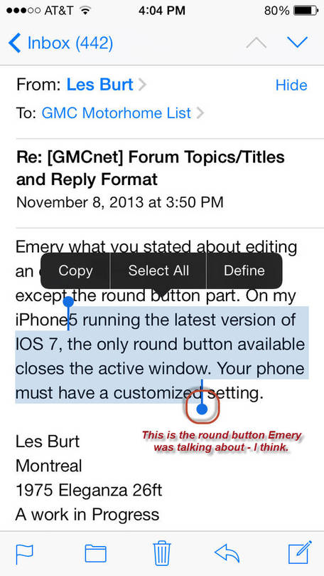 Editing an email on an iPhone