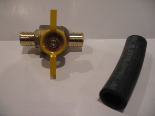 Heater shutoff valve with 5.8&quot; hose