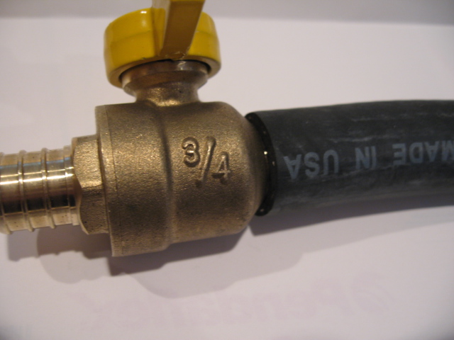 Heater shutoff valve with 5.8&quot; hose