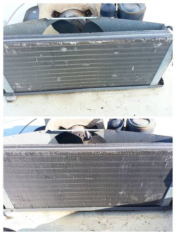 Condenser Coil before and after Fin Comb
