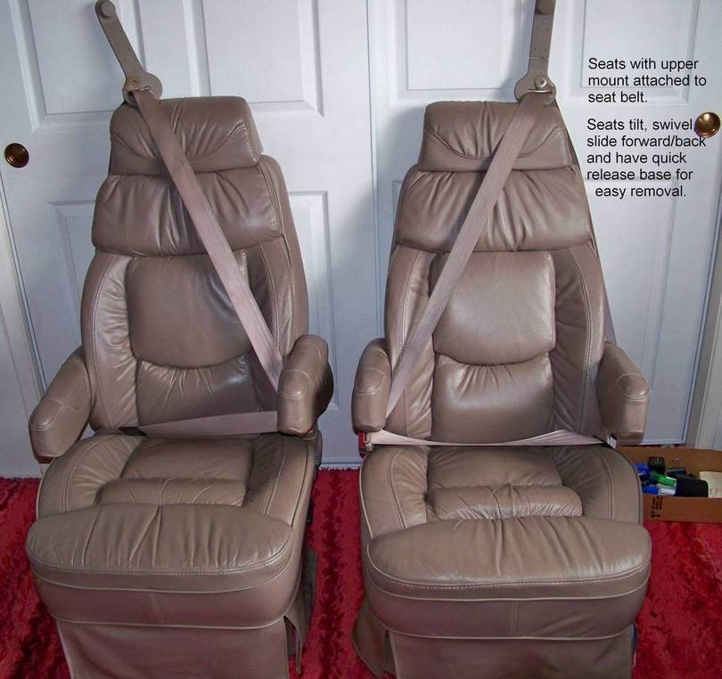SOLD!!!! Pair of leather seats with seat belts and quick release base