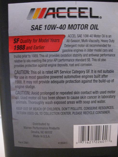 SF oil found at Wallmart - Back