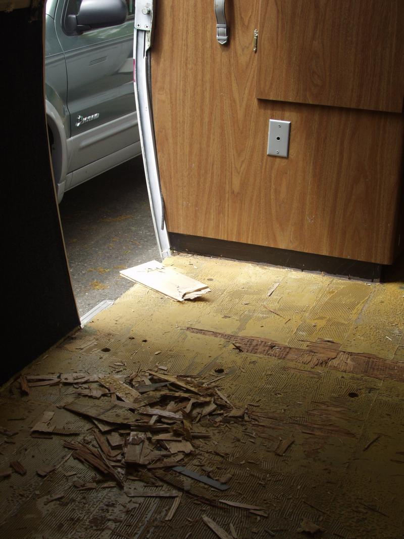 Old floor was glued down