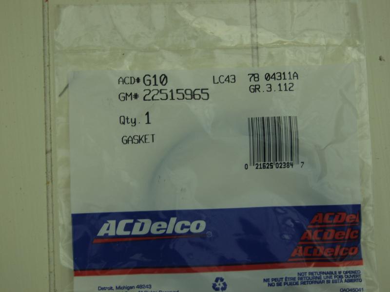 Gas tank sender gasket