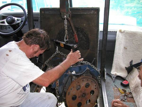 pulling engine out the top