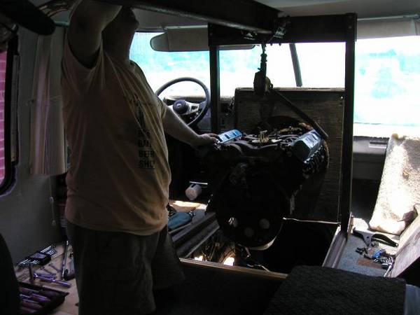 pulling engine out the top