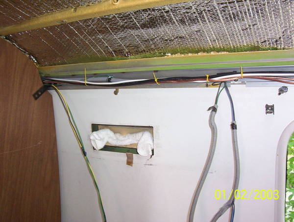 Insulation in place over wire way.