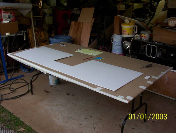 Pleather cut to fit luan.