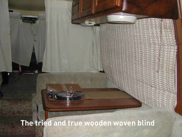 Good old tried and true woven wooden blinds