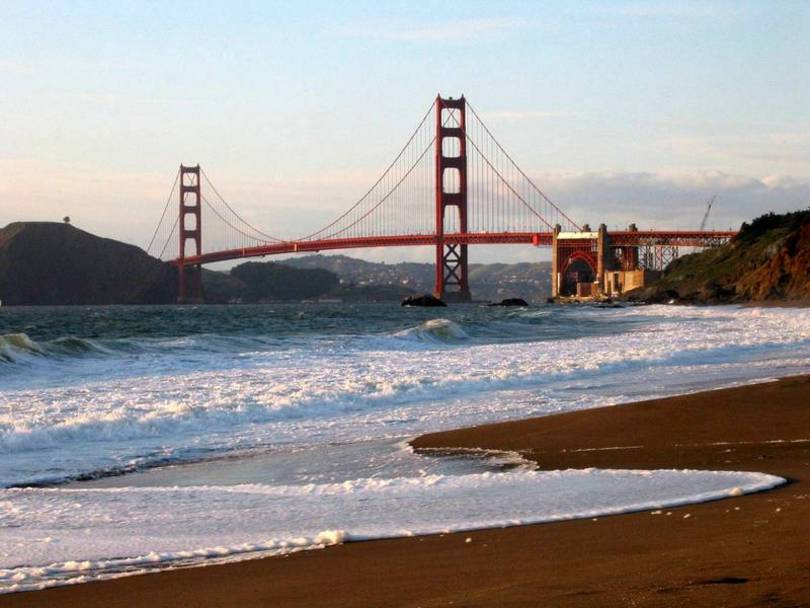 The Bridge, from Baker Beach at Sunset