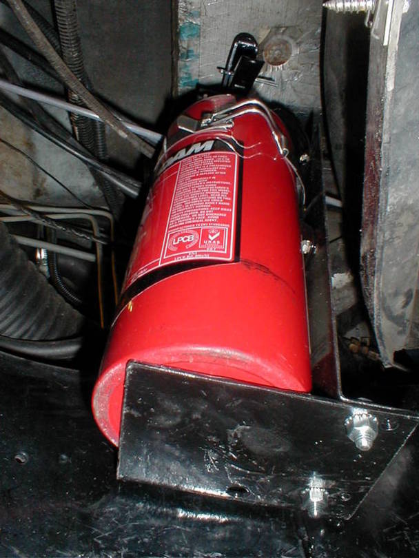 Here's the extinguisher setting on the new shelf.