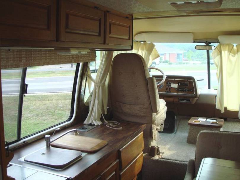Kitchen behind driver