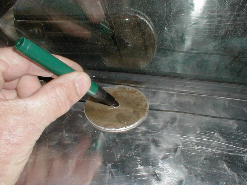 Marking position for defroster outlet slots.