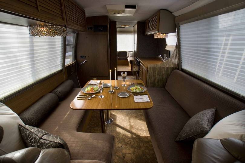 Cab looking aft with dining table opened up