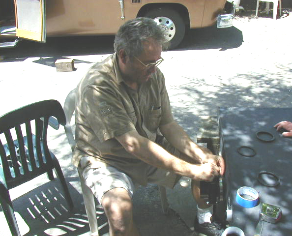 Mr. ERF   Gene Fisher working on his holding tank