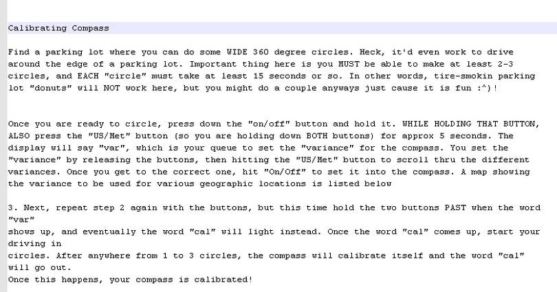 S-10 console compass calibration