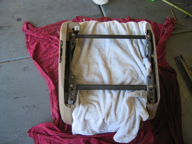 place a towel under the seat to keep drill shavings off the seat
