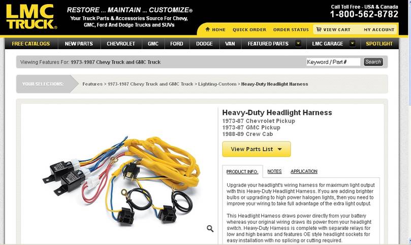 HEADLIGHT HARNESS BY LMC AUTO