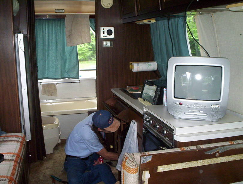 Me; repairing a water leak.