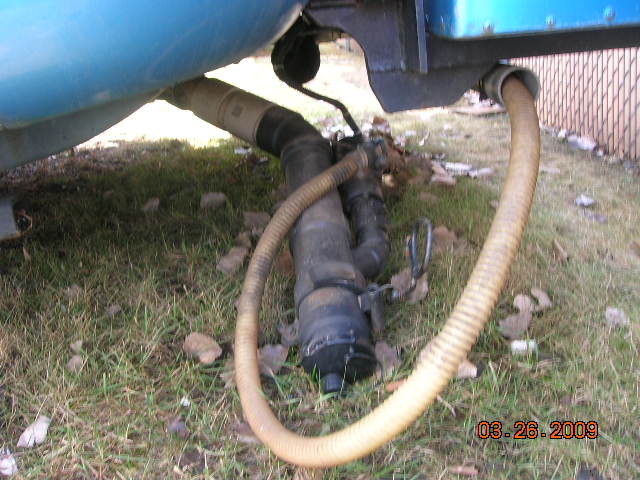 Side Discharge in Down Position &amp; Macerator Hose