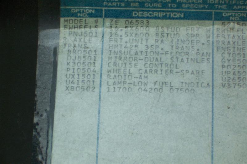 Close up of glove box sticker