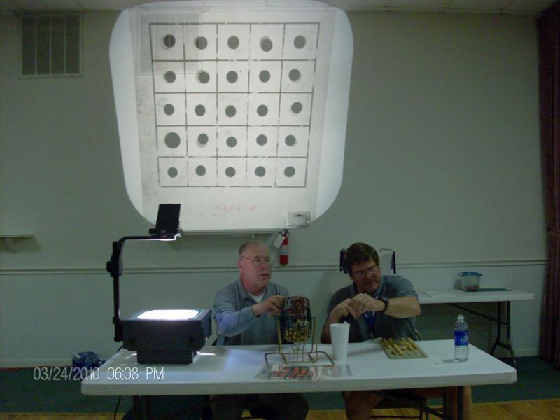 Dale and Bill calling the lucky numbers.