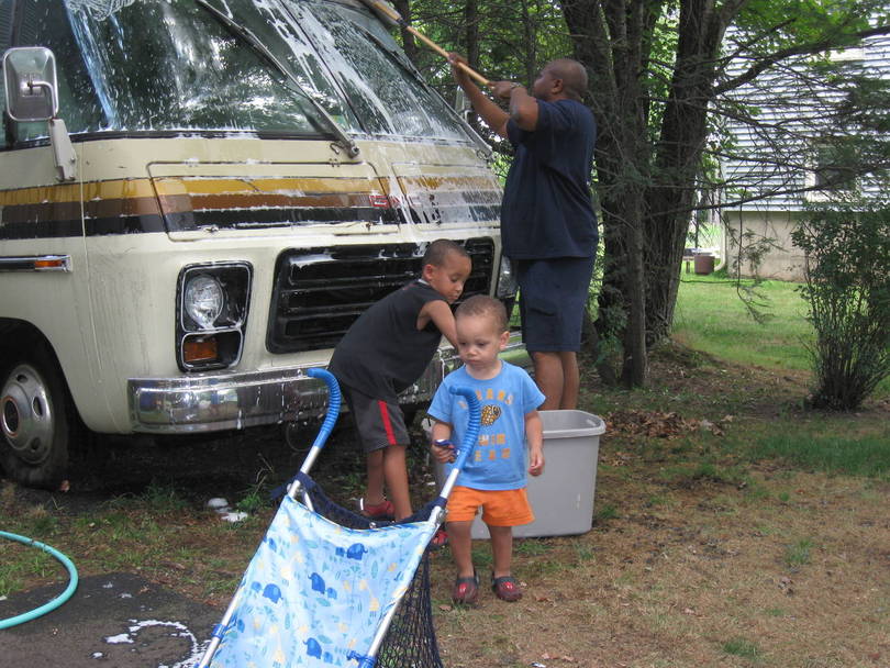 Me and the Boys cleaning the GMC