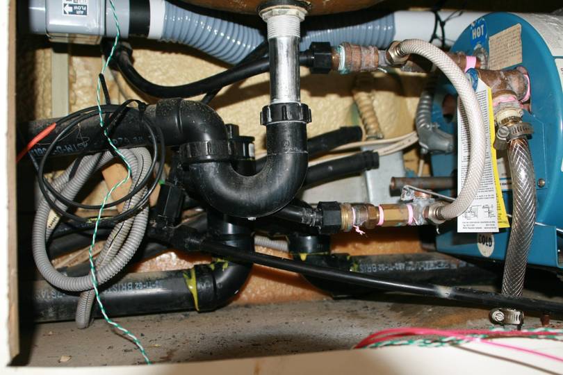 The flexible connection under the sink and optional Trap.