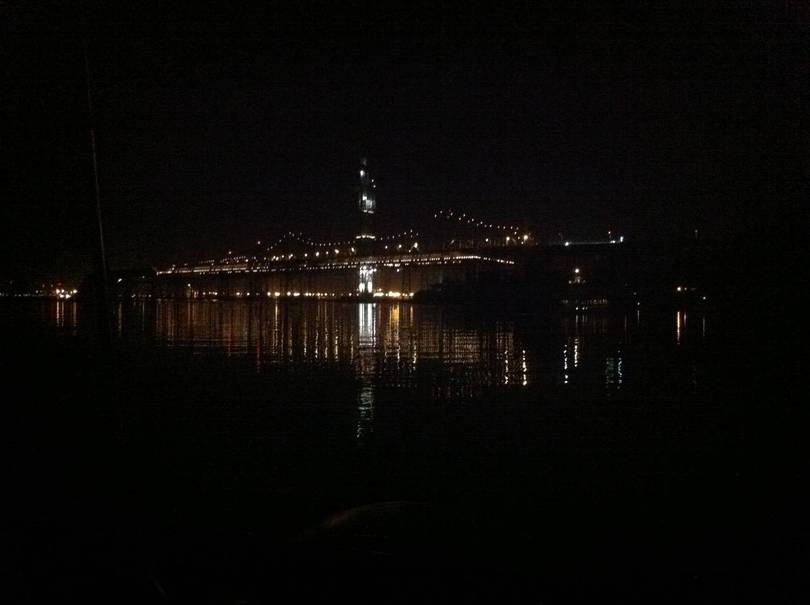 The view out our back window at night