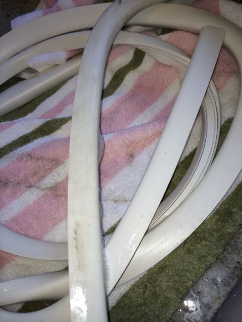 rubber interior window trim soapy water clean