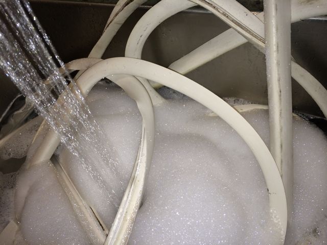 rubber interior window trim soapy water clean