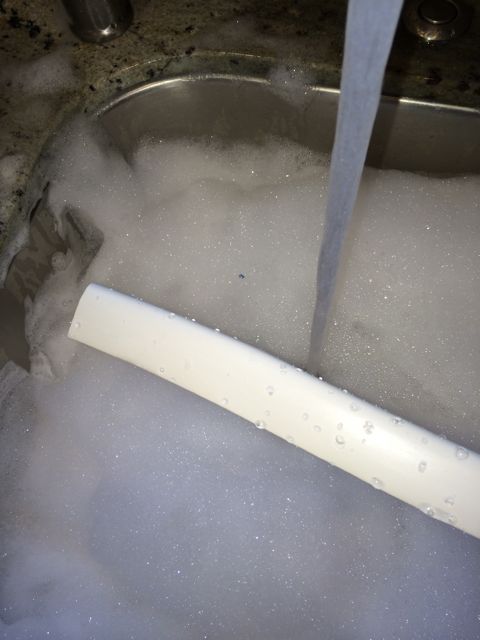 rubber interior window trim soapy water clean