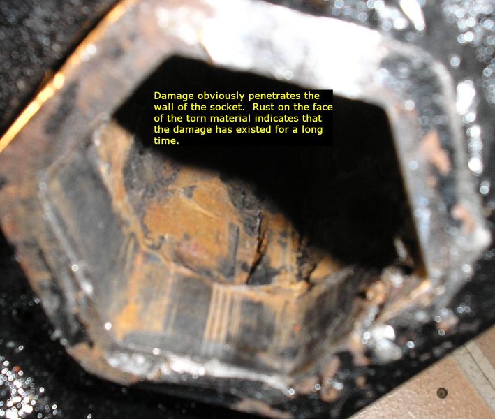 Damaged A-arm Torsion Bar Socket
