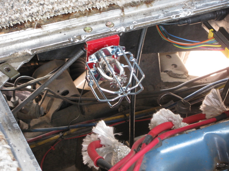 aqueous foam extinguisher installed in engine compartment