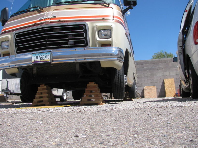 Using my new 12000 pound wooden jack stands