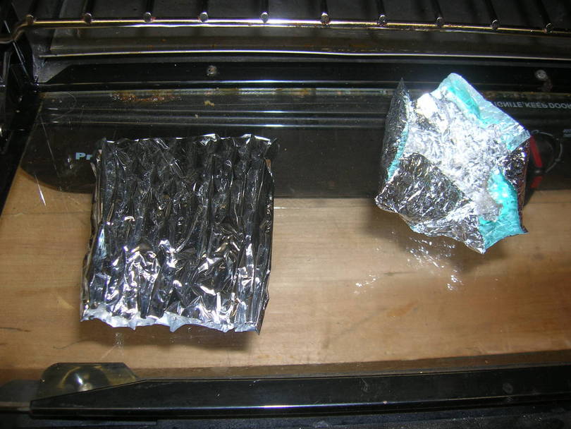 2 "foam center" samples in oven