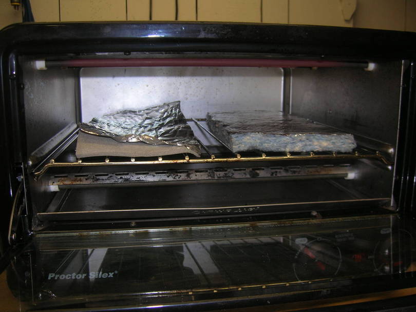 2 Home Depot samples in oven.