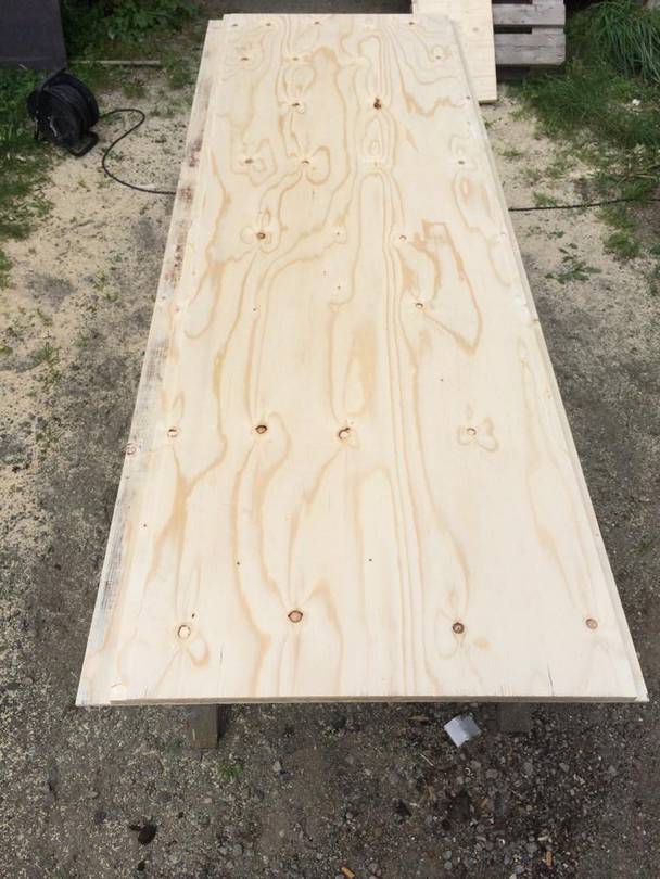 First floor board done, now it is time for paint to waterproof it.