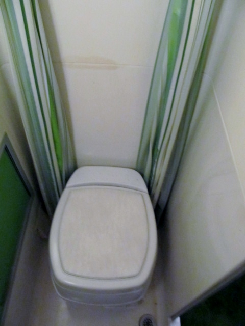 commode / original shower curtains