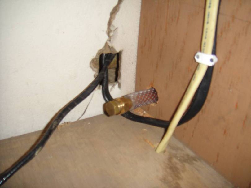 Line stubbed out in fridge enclosure