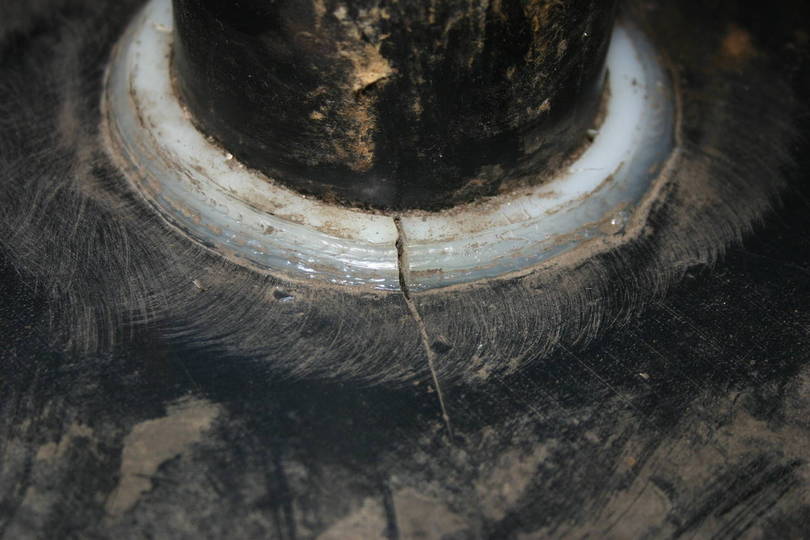 Cracks around toilet drain