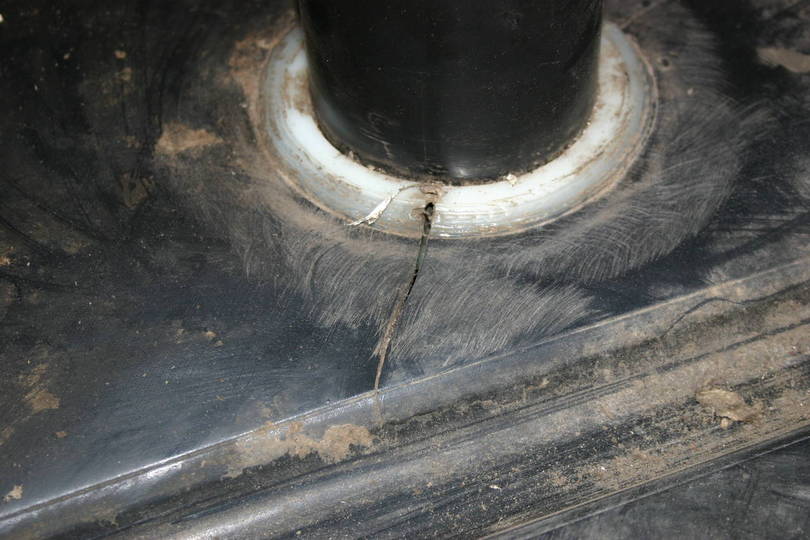 Cracks around toilet drain
