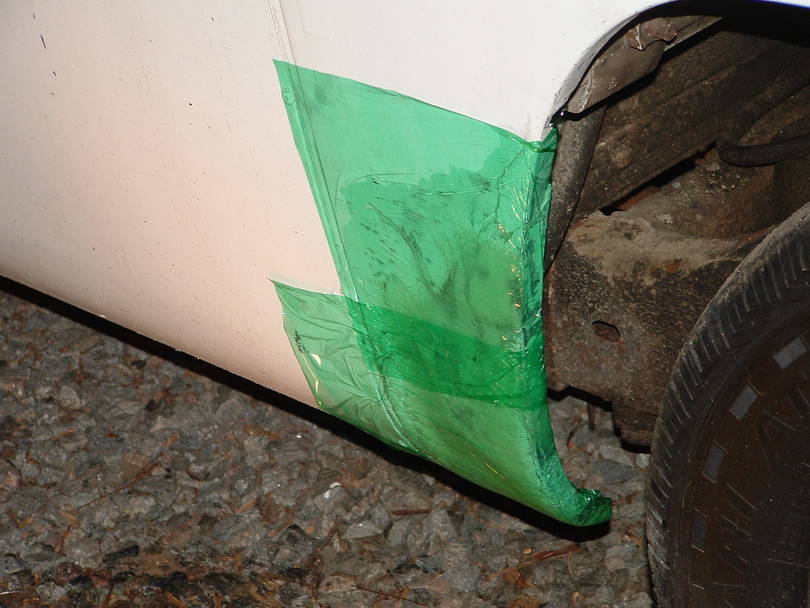 Epoxied with fiberglass mat