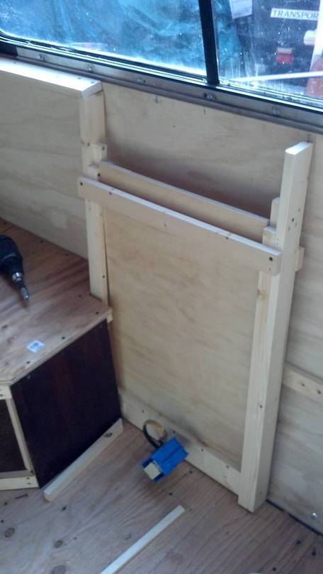 Interior work on seating area.