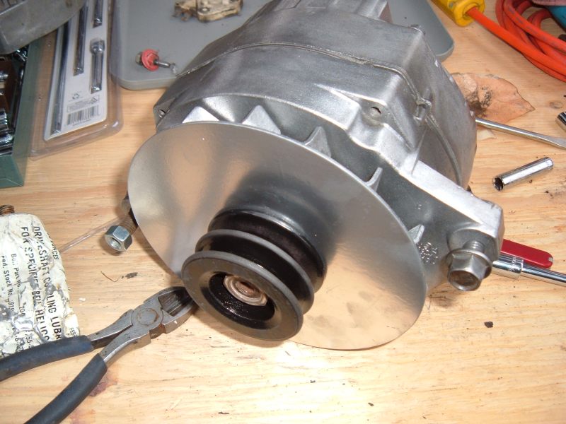 Front view of completed altenator ready to install in coach