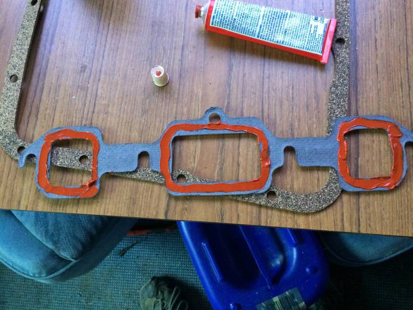 Exhaust manifold gasket, I allways use a thin layer off high temp silicon