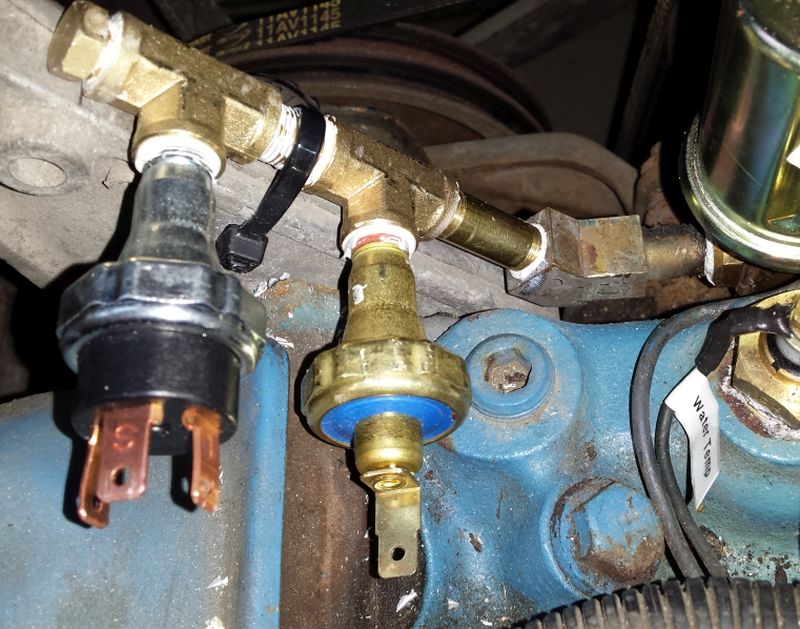 Tee into oil port below Oil Sender