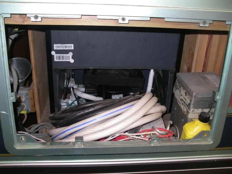 View from outside of back of fridge