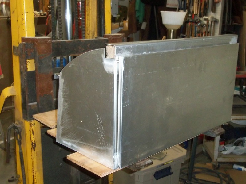 Aluminum cabinets being built.